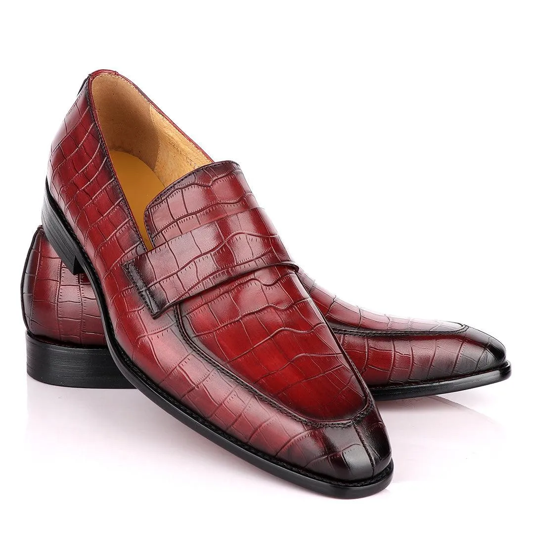 Terry Taylors Croc Leather Wine Slip On Shoe