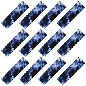 Tie-Dye Blue Cotton Headbands - 12 Pack