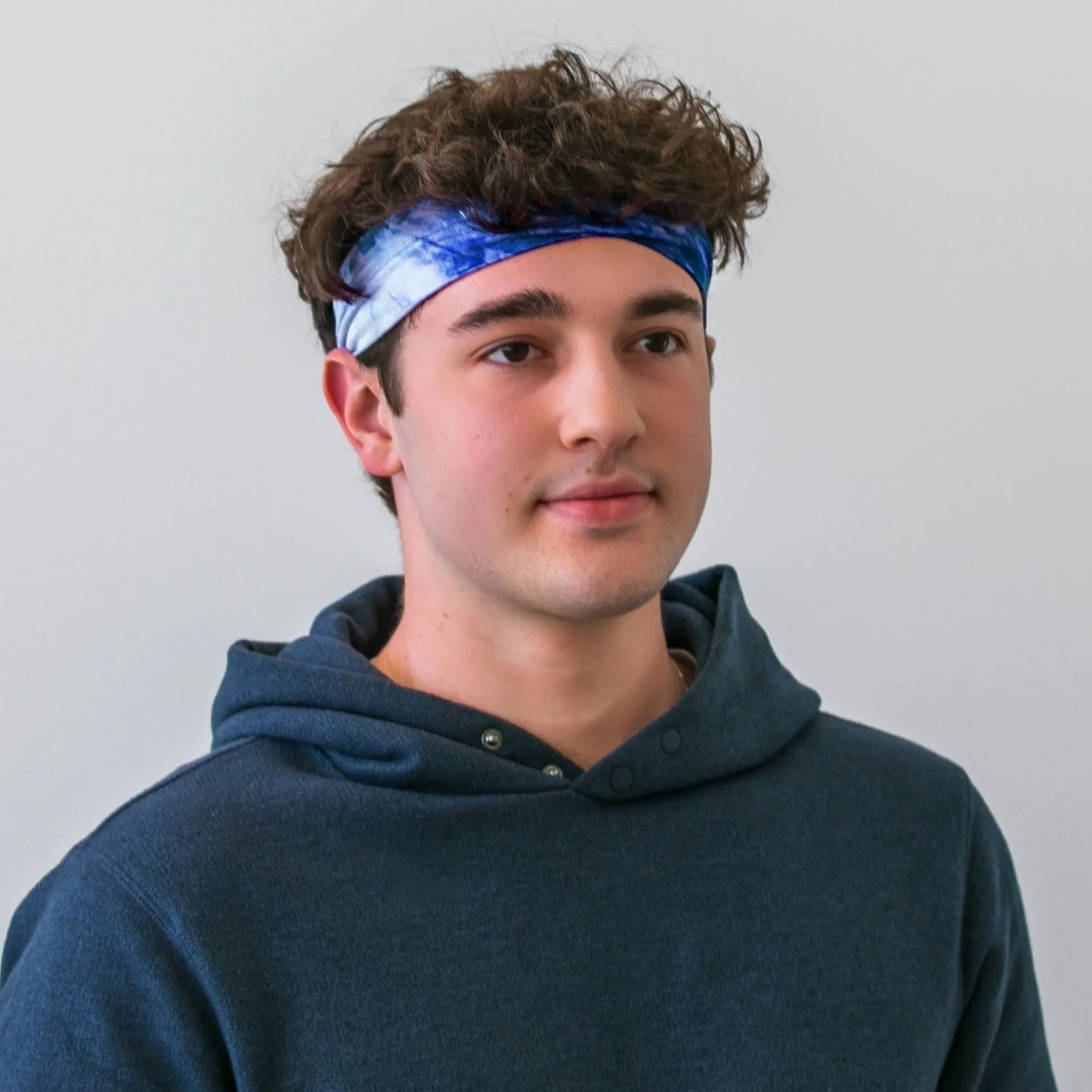 Tie-Dye Blue Cotton Headbands - 12 Pack