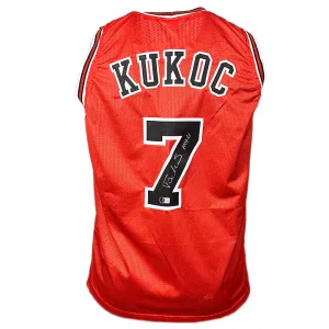 Toni Kukoc Signed HOF 21 Inscription Chicago Red Basketball Jersey (Beckett)