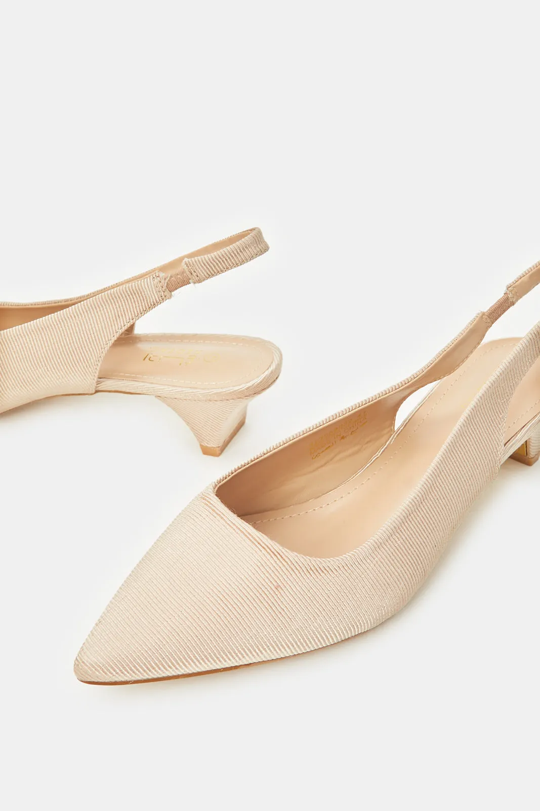 Women Beige Patent Slingback Sandal