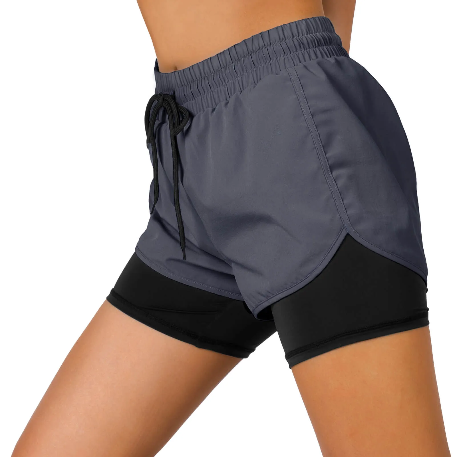 Women's-Running-Shorts, 2 in 1 Quick Dry Sports Workout Fitness Jogging Yoga Shorts for Women with Pocket