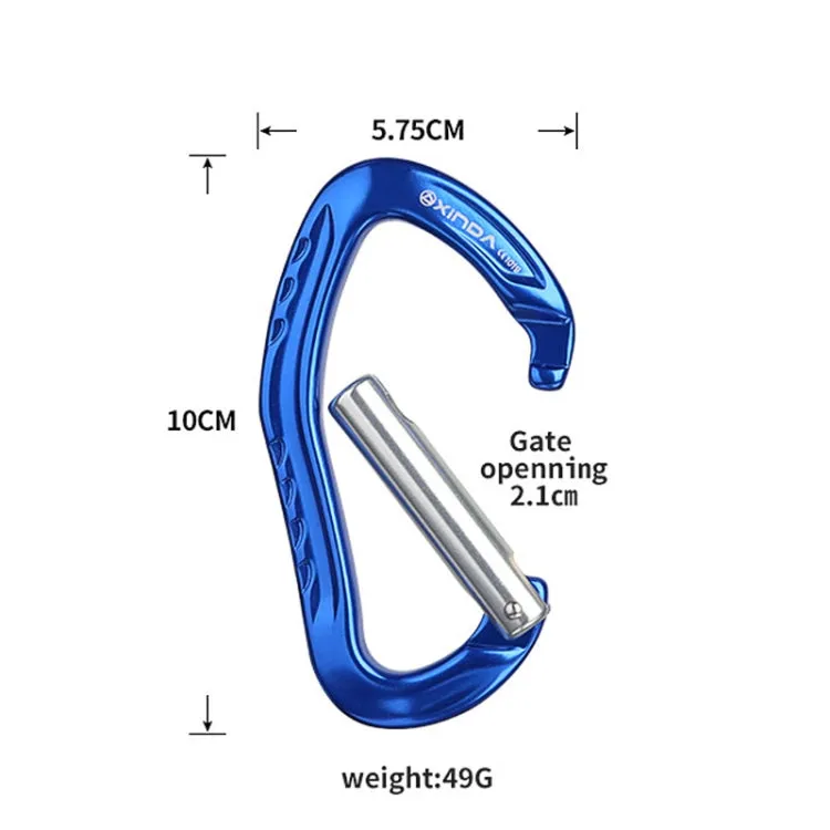 XINDA  22KN Rock Climbing  Straight Quickdraw Spring-loaded Gate Buckle Aluminum Carabiner(Blue)