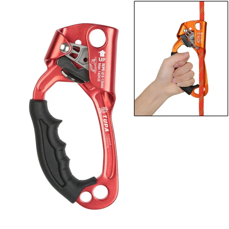 XINDA TP-8606 Outdoor Rock Climbing Aerial Work Anti-fall Handheld Rope Gripper for 8-12mm Diameter Rope left(Red)