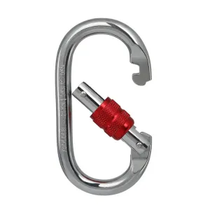 XINDA XDQ96068 Outdoor Equipment Climbing Main Lock Carabiner O-Shaped Steel Lock Wire Buckle Lock(Silver Red)