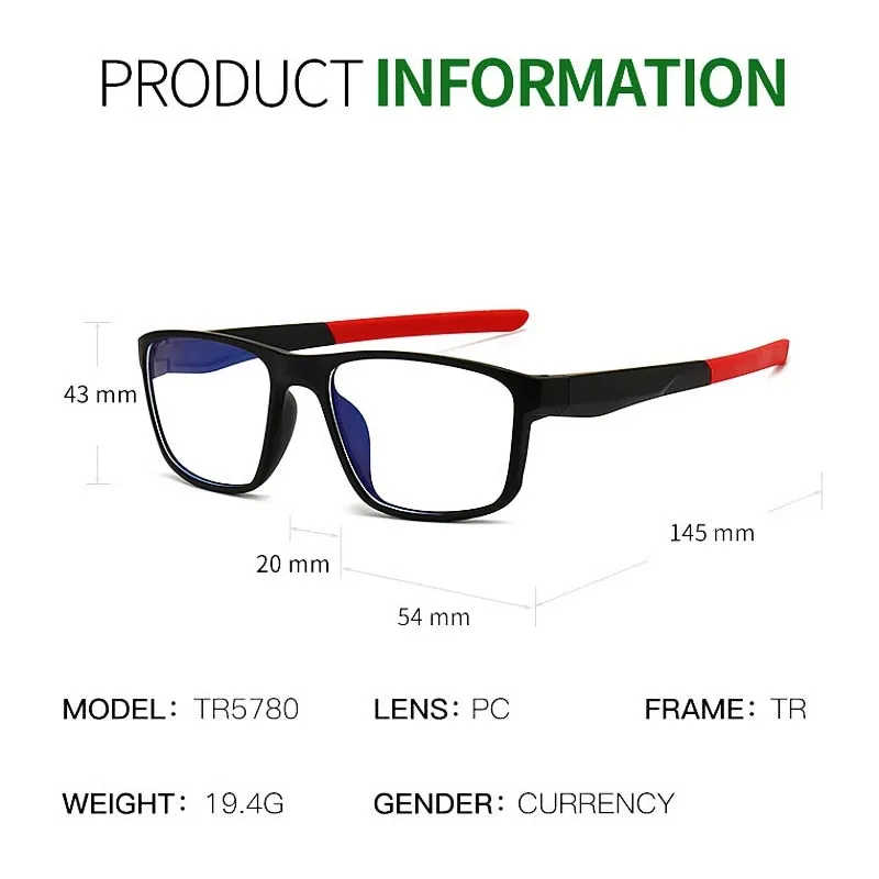 Yimaruili Unisex Full Rim Square Flexible Tr 90 Acetate Sports Eyeglasses Tr5780